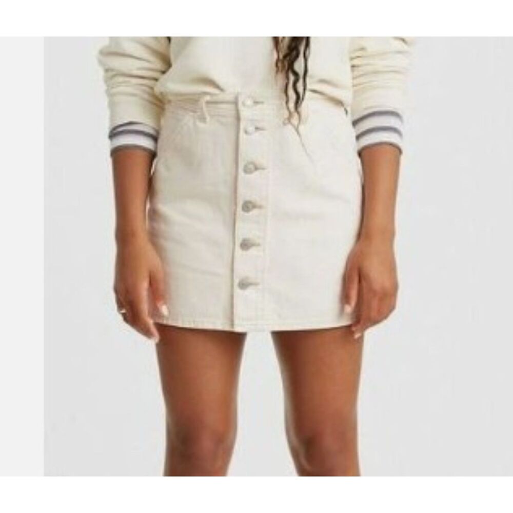 Levi's Button Front White Denim Miniskirt - Size 25" - NWT